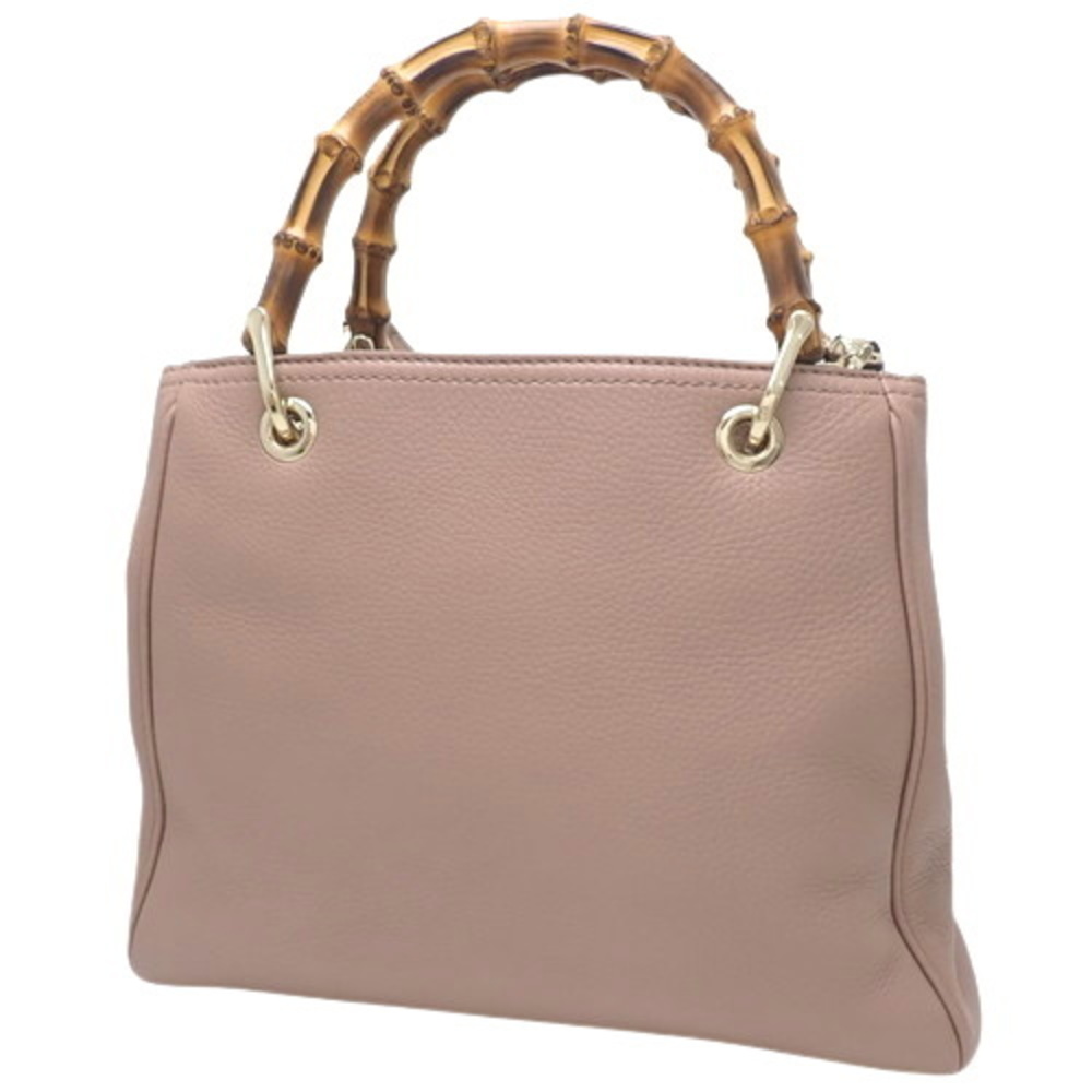 Gucci Bamboo Small Handbag Pink Shopper Leather